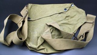 Us Army Wwii Kidney Shaped Gas Mask Bag With Straps Vintage Bag Only
