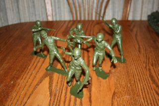 Set Of Six 6 - Inch Green Marx Recast American Army Soldiers - Mpc Timmee