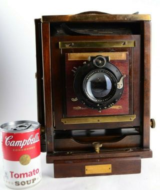 Antique Ansco Agfa Folding Wooden Universal View Camera With Zeiss Tessar Lens