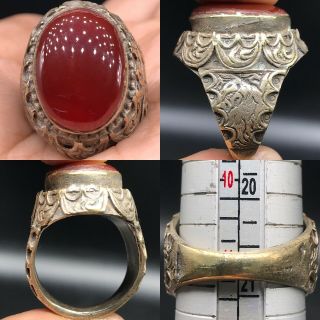 Agate Stone Very Old Ring Old Silver Wonderful Ring