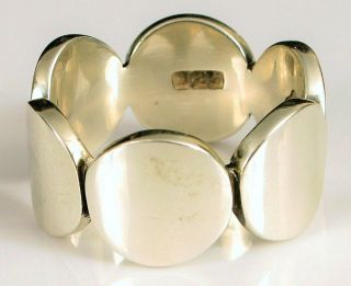 Vintage Designer Signed Sterling Silver Modernist Linked Circle Fine Ring S 9.  5