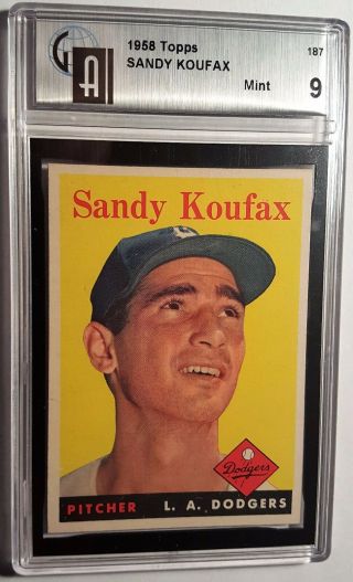 1958 Topps 187 Sandy Koufax (hof) Gai 9,  Los Angeles Dodgers,  Ultra Rare