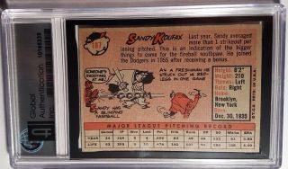 1958 Topps 187 Sandy Koufax (HOF) GAI 9,  Los Angeles Dodgers,  Ultra Rare 2
