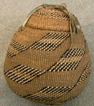 Antique Hupa Northwest Coast Native American Lidded Basket -