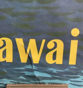 Vintage United Air Lines Hawaii Travel Poster Stan Galli W/original Mailing Tube 6