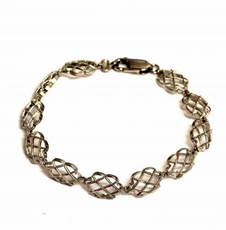 14k White Gold Fancy Link Bracelet 6.  5g Estate Vintage Delicate 7 " Womens Ladies