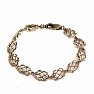 14k white gold fancy link bracelet 6.  5g estate vintage delicate 7 