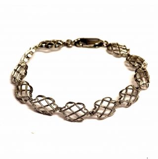 14k white gold fancy link bracelet 6.  5g estate vintage delicate 7 