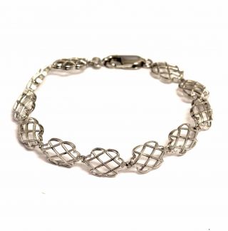 14k white gold fancy link bracelet 6.  5g estate vintage delicate 7 