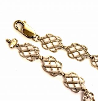 14k white gold fancy link bracelet 6.  5g estate vintage delicate 7 
