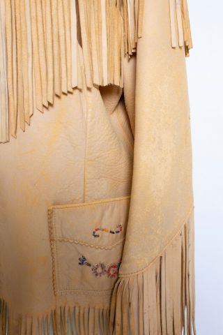 Vintage 1950s Western Jacket Leather Fringe Beaded Ladies 50s Chris Line Medium 8