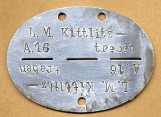 Wehrmacht Id - Tag Dog Tag Wwii - Kittlitztreben - Made Of Aluminium
