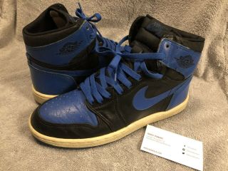 1985 Nike Air Jordan 1 Royals Sz.  9.  5 Black Blue Chicago Bulls Michael Vintage