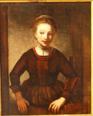 Fine 18th Century Flemish Portrait Study Young Lady Antique Oil Painting