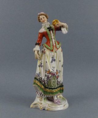 Antique German Porcelain Dresden Lady With Mask Figurine By Dresden