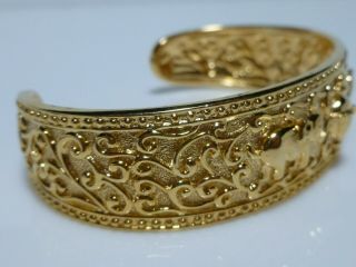 STERLING SILVER GOLD ELEPHANT ORNATE DESIGNER R CHINA CUFF BRACELET 7 