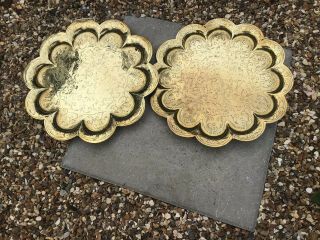 Antique Indian,  Asian Ornate Brass Trays X2