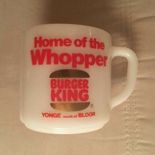 Vintage Burger King Mug " Home Of The Whopper " Toronto Yonge & Bloor Glass Cup