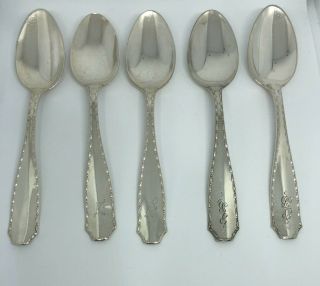 Rare Tiffany & Co.  1902 Marquis Set Of 5 Ice - Cream Spoons 5 3/4 " Sterling Silver