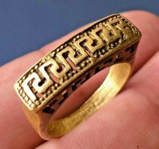 Extremely Ancient Viking Bronze Ring Museum Quality Decorated Rare Type