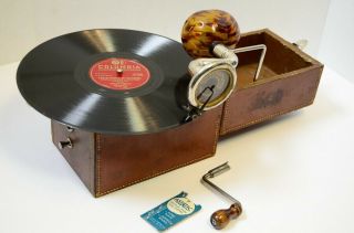 Cameraphone Portable Phonograph Wind Up 78 Rpm Record Player Vtg Antique