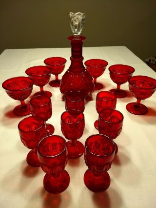 Vintage Ruby Red Moon And Stars Glassware