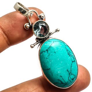 Santa Rosa Turquoise Pendant 925 Sterling Silver Ethnic Jewelry Sz2.  34 "