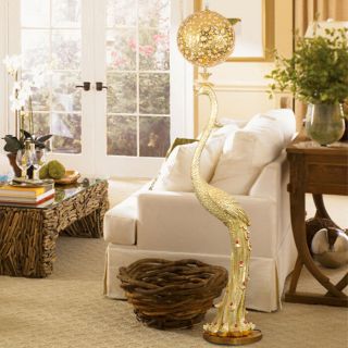 Crystal Floor Lamp Footswitch European Luxury Vintage Peacock Golden Floor Lamp