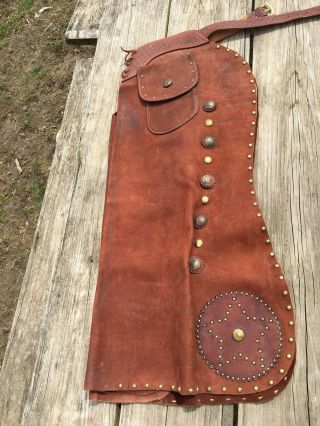 / Vintage Brass Studded Western Batwing Step - In Chaps
