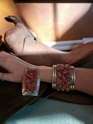 Old Pawn Vintage Navajo C Griego Coral Bracelet And Pendant 3