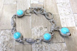 Judith Ripka Turquoise Sterling Silver Link Bracelet 37.  4grams 14 - E8990