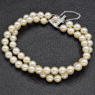 Antique Sterling Silver Sea Pearl Beaded Two - Strand Bracelet 22.  2 Grams 2