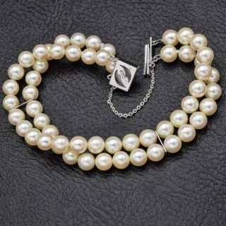 Antique Sterling Silver Sea Pearl Beaded Two - Strand Bracelet 22.  2 Grams 3