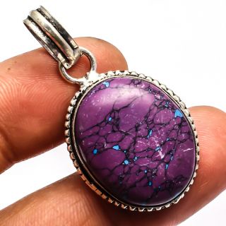 Purple Turquoise Pendant 925 Sterling Silver Ethnic Jewelry Sz1.  68 "