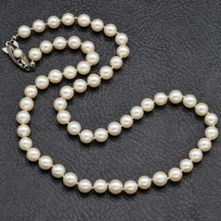 Mikimoto Vintage Sterling Silver Sea Pearl Beaded Strand Necklace 21.  0 G 17.  5 In