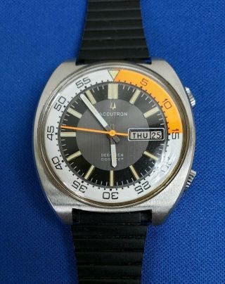 Rare Vintage Bulova Accutron Deep Sea 666 Tuning Fork Watch 2182 1969