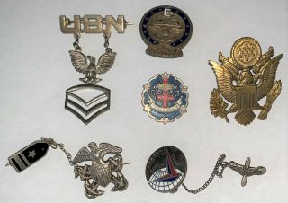 Six (6) Wwii Us Military Homefront Sweetheart Jewelry And Pins