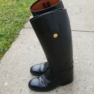 Vintage Gucci Tall Black Leather Riding Boots 38.  5