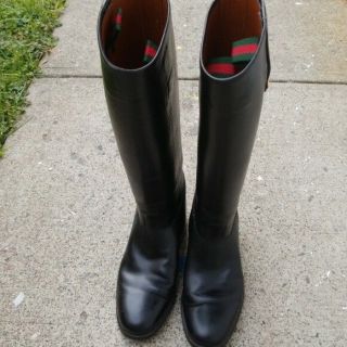 Vintage Gucci tall black leather riding boots 38.  5 5