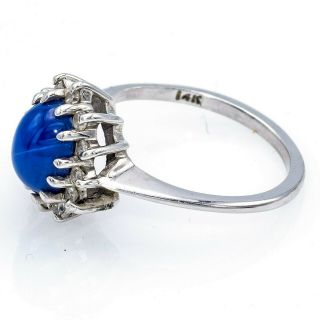 Vintage 14K White Gold 1.  9 Ct Blue Star Sapphire & 0.  18 TCW Diamond Ring 2.  8 Gr 2