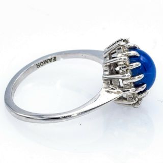 Vintage 14K White Gold 1.  9 Ct Blue Star Sapphire & 0.  18 TCW Diamond Ring 2.  8 Gr 4
