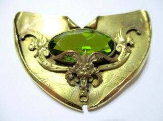 Beaux - Arts Antique Tsavorite Green Mythological Mask George Steere Style Brooch