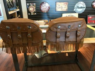Indian Vintage Tan Leather Saddle Bags