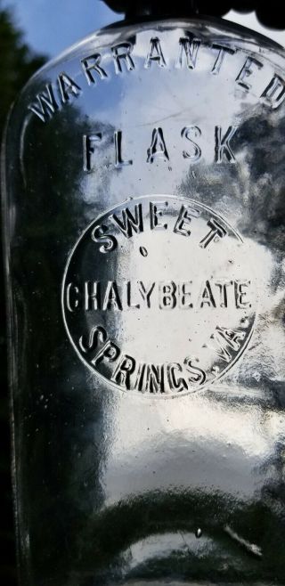 Very Rare Sweet Chalybeate Springs Virginia Warranted Flask Strap Side Quart
