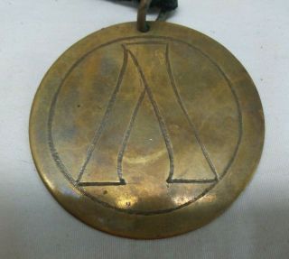 Vintage Antique Signed Japanese Engraved Symbol Brass Bronze Medal Medallion