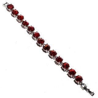 Faceted Red Garnet Bracelet 925 Sterling Silver Handmade Jewelry Sz7 - 8 "