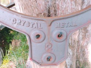Antique Cast Iron Crystal Metal No 2 Bell w/ Yoke Farm Dinner School 15.  ” Dia 3