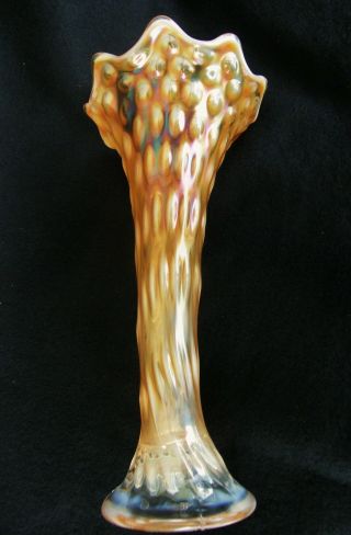 Ultra - Rare Fenton Rustic Peach Opalescent Carnival Glass Vase 2