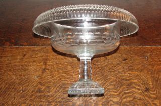 Antique Irish Georgian Glass turn over rim salad bowl centre piece Cork c1820 2