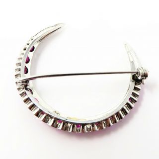 NYJEWEL 18k White Gold 1.  8ctw Natural Ruby Moon Crescent Pin Brooch 33x31mm 5.  2g 2